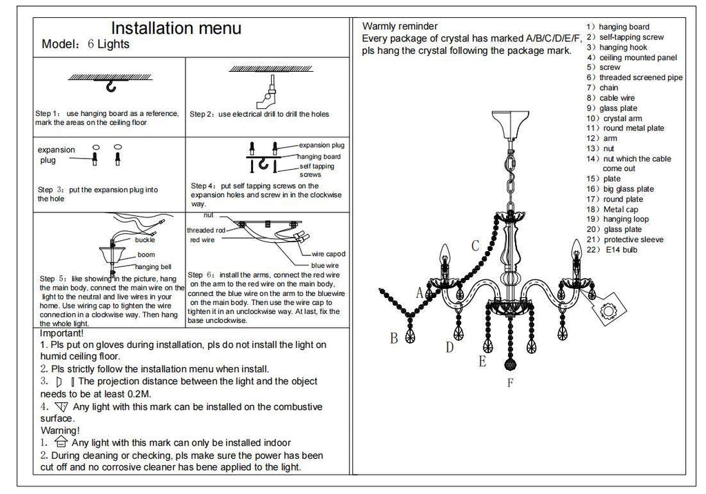 Elegant European Glass Crystal Candle Chandelier for Living Room Décor