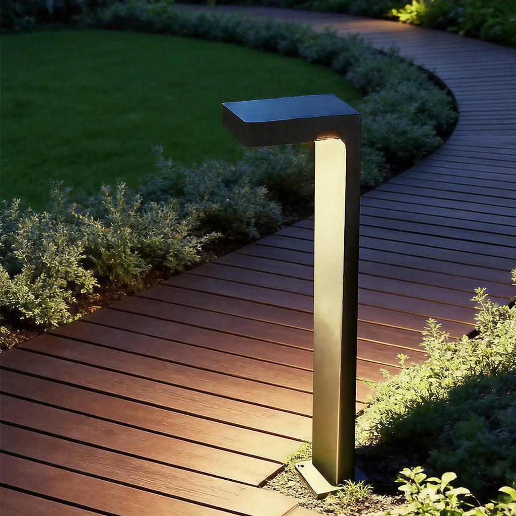 Modern Black L-Shaped Outdoor Metal Landscape Path Light for Gardens
