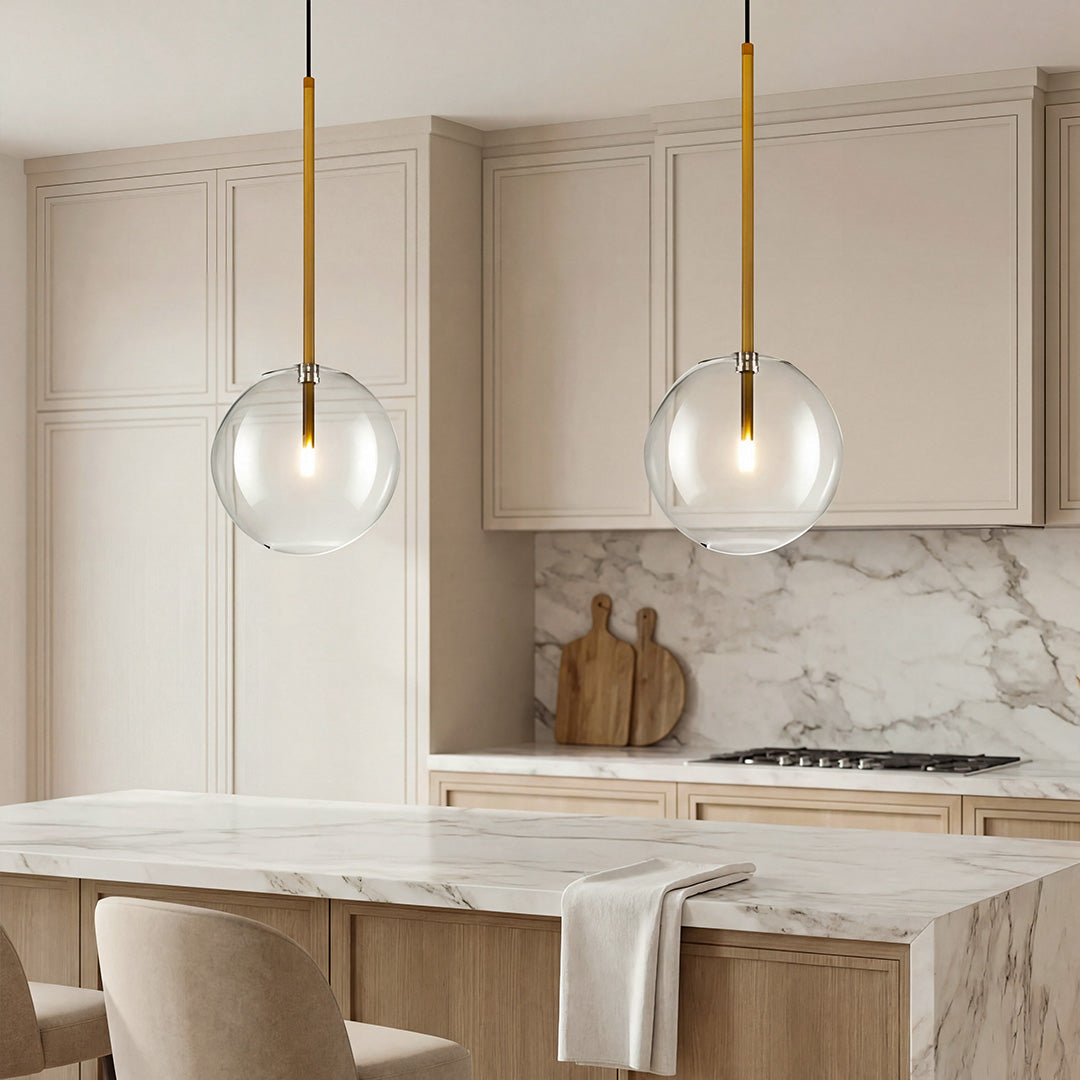 Nordic Style Clear Glass Globe Ceiling Light with Iron Frame for Home