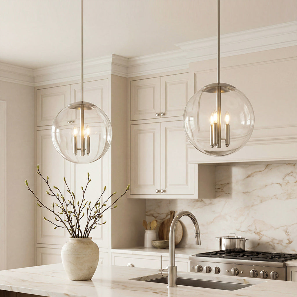 Contemporary Silver Glass Orb Pendant Light for Modern Living Spaces