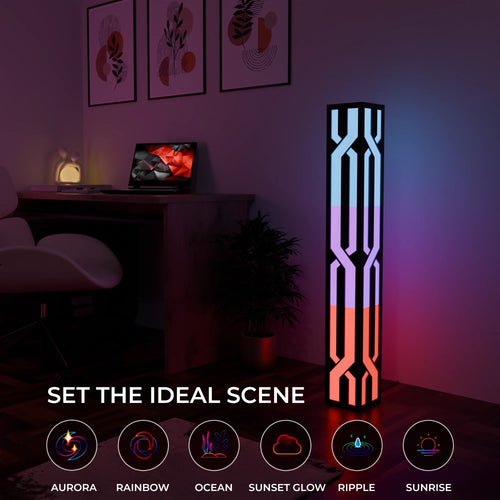 Contemporary Adjustable Black LED Smart Floor Lamp for Living Room