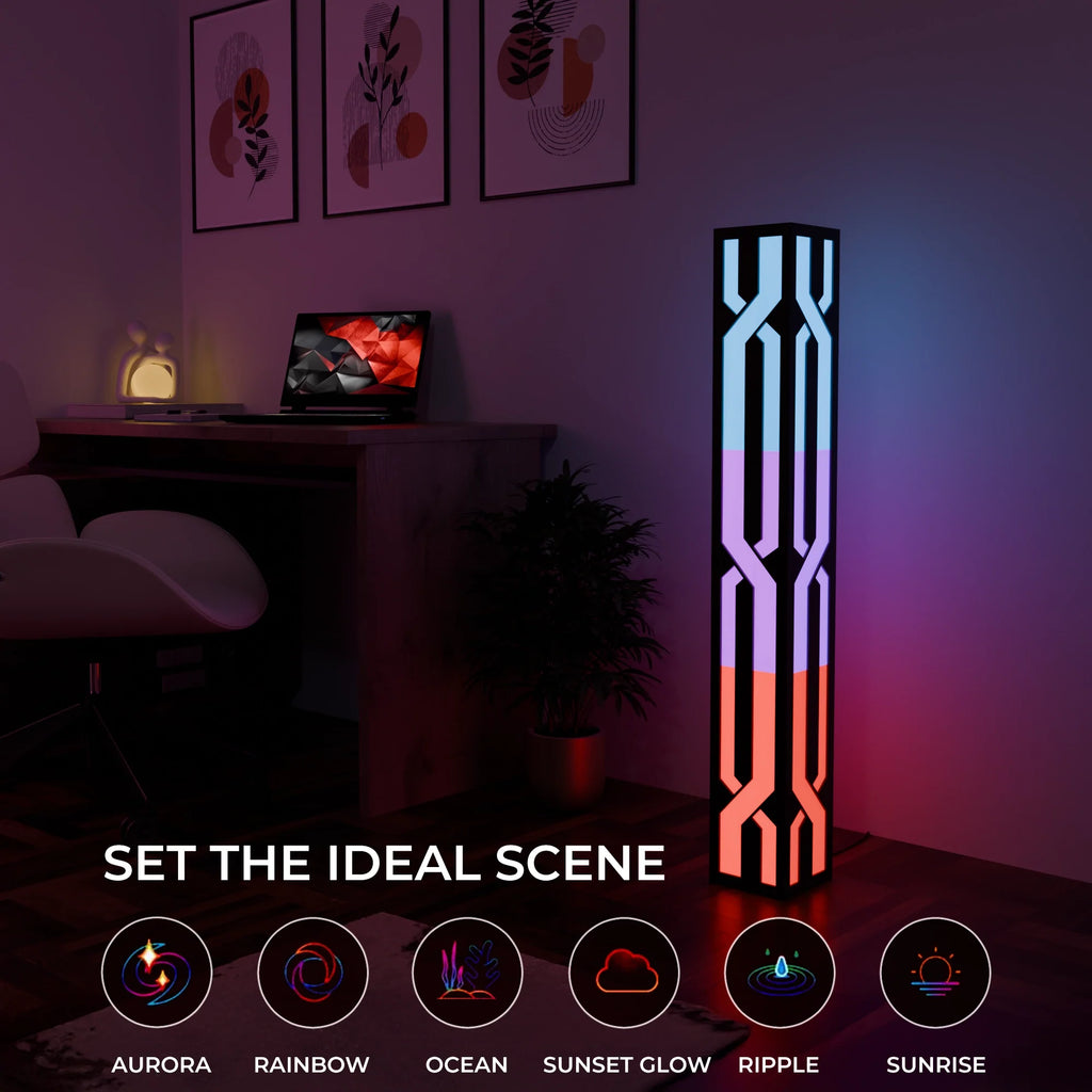 Modern White LED Smart Floor Lamp with Adjustable Height for Living Room