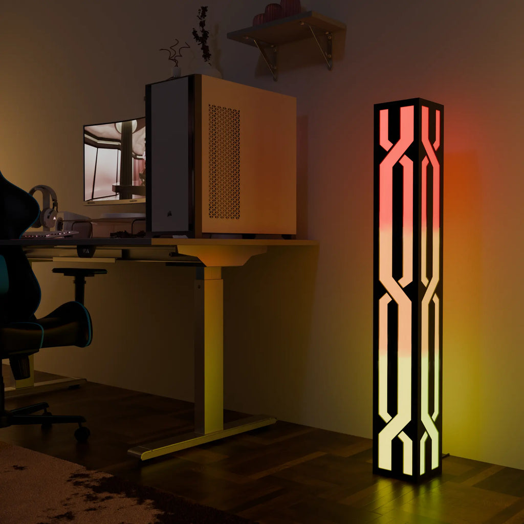 Contemporary Adjustable Black LED Smart Floor Lamp for Living Room
