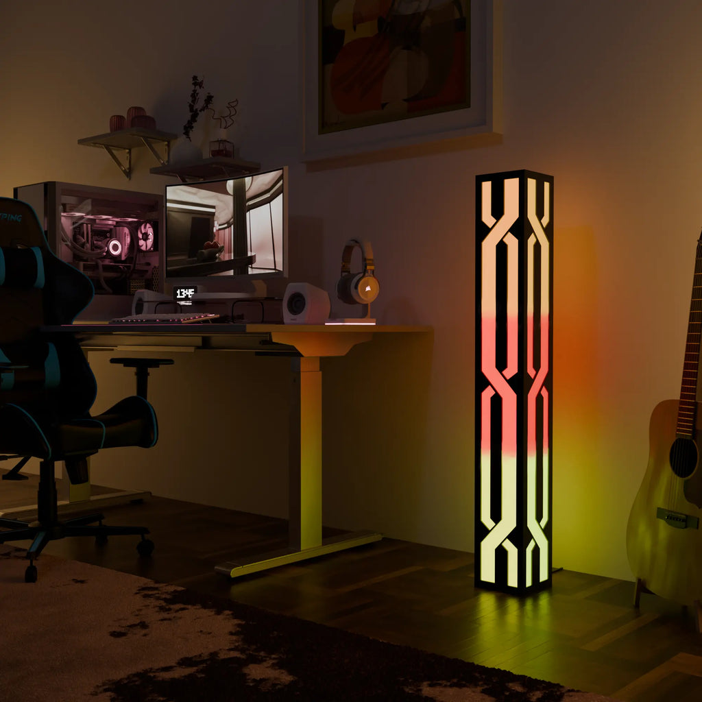 Contemporary Adjustable Black LED Smart Floor Lamp for Living Room