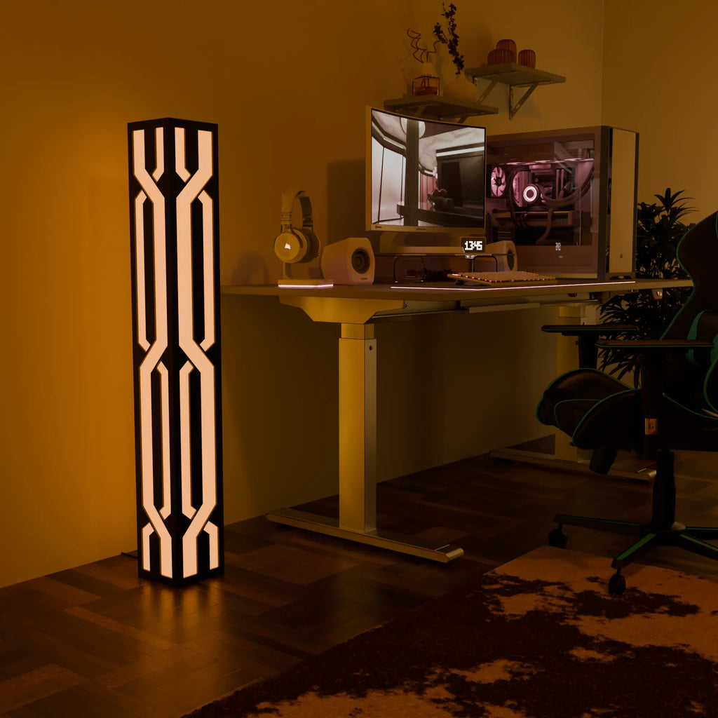 Modern White LED Smart Floor Lamp with Adjustable Height for Living Room