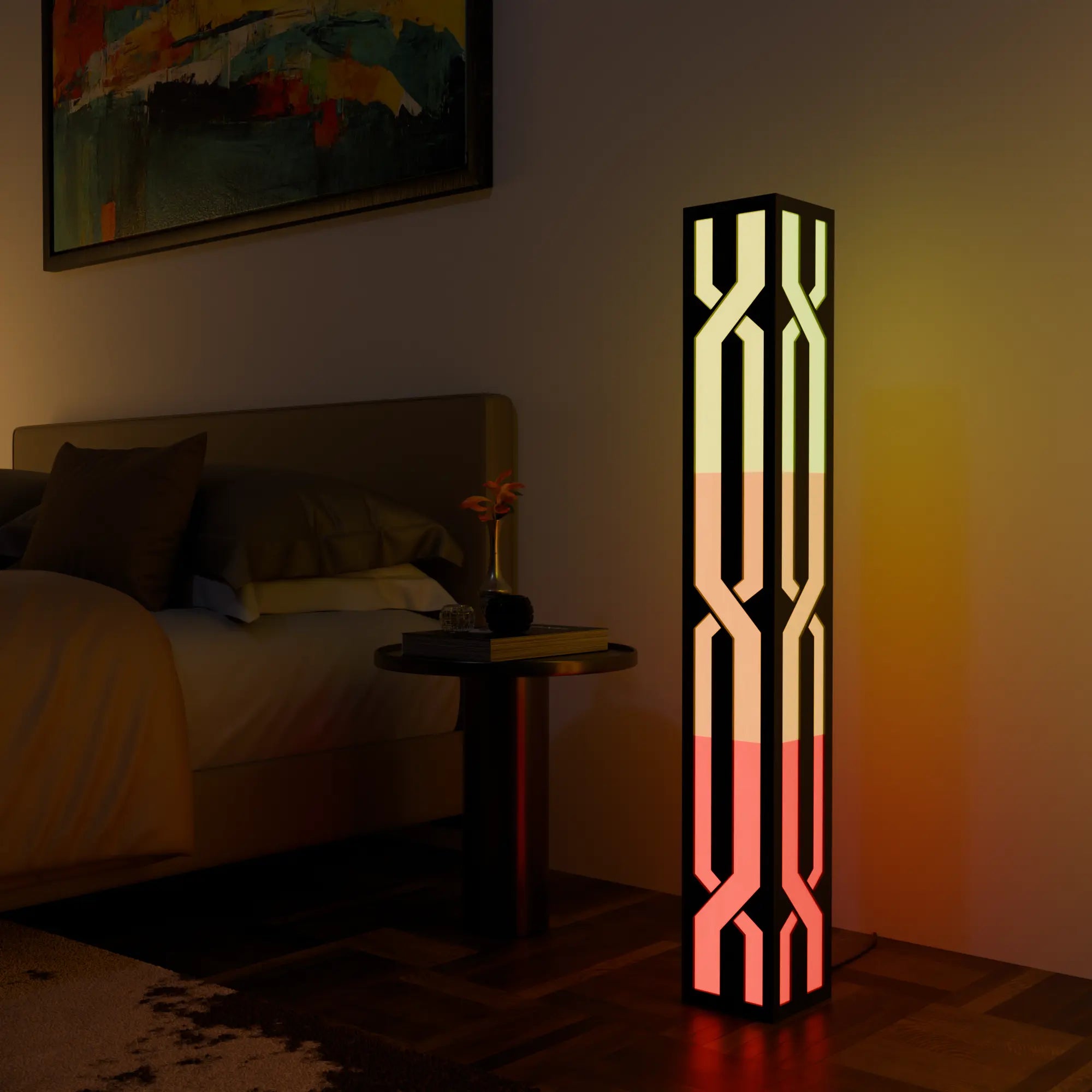 Modern White LED Smart Floor Lamp with Adjustable Height for Living Room
