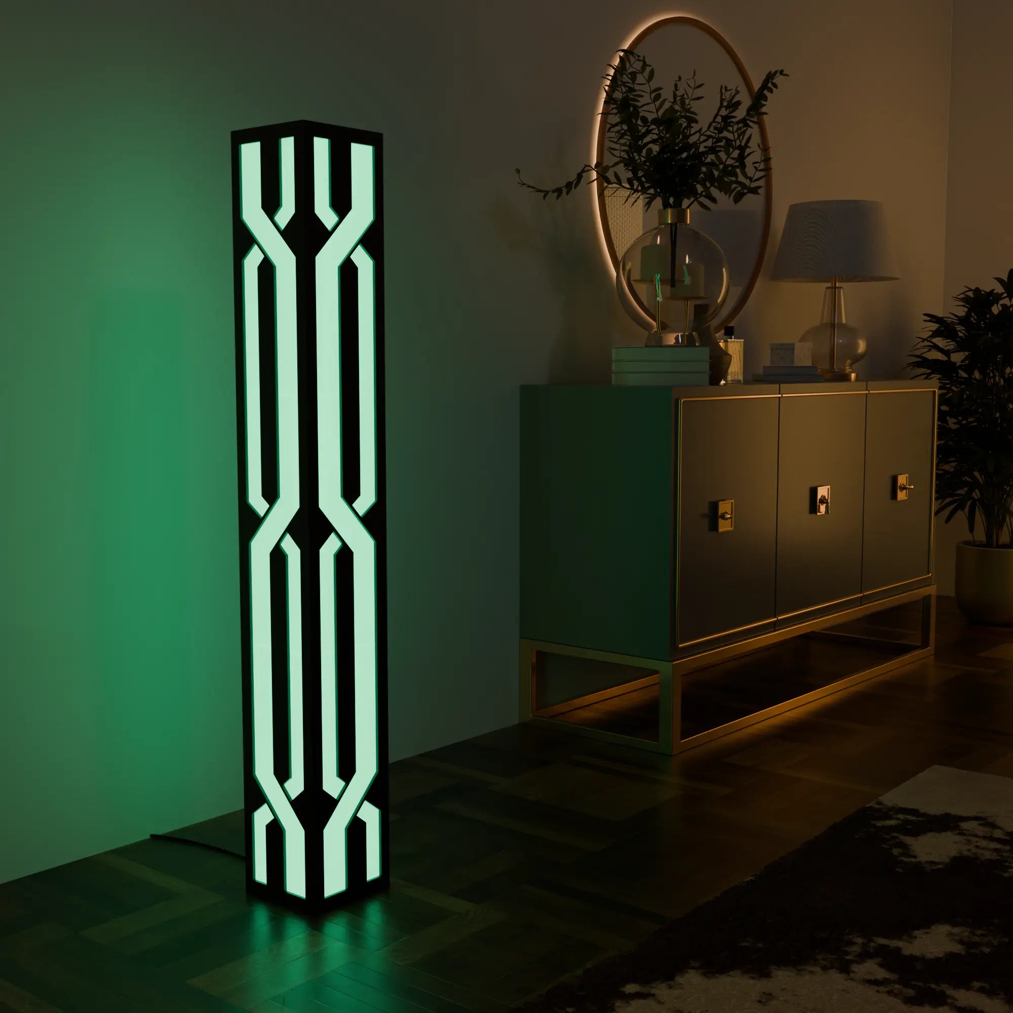 Modern White LED Smart Floor Lamp with Adjustable Height for Living Room