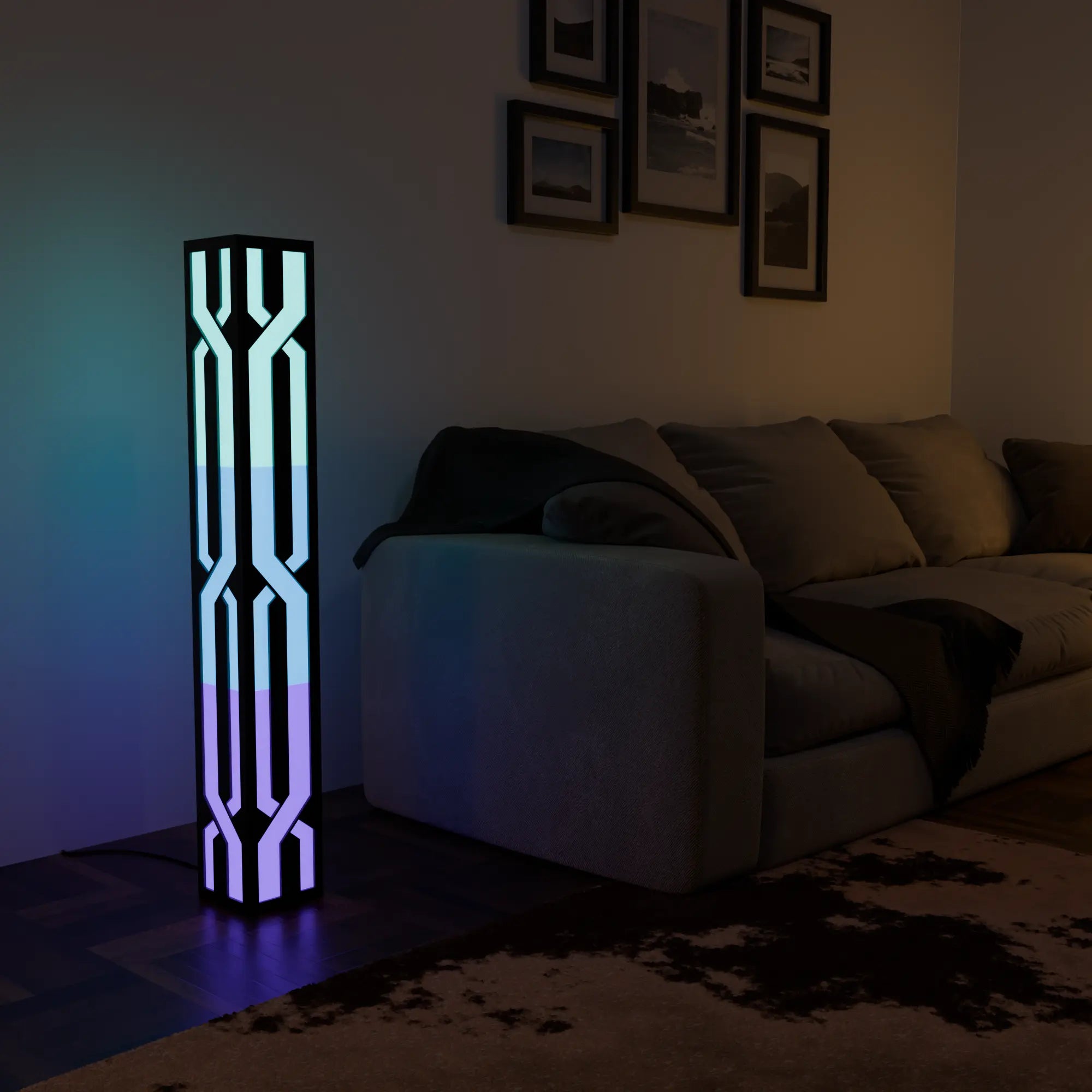 Modern White LED Smart Floor Lamp with Adjustable Height for Living Room