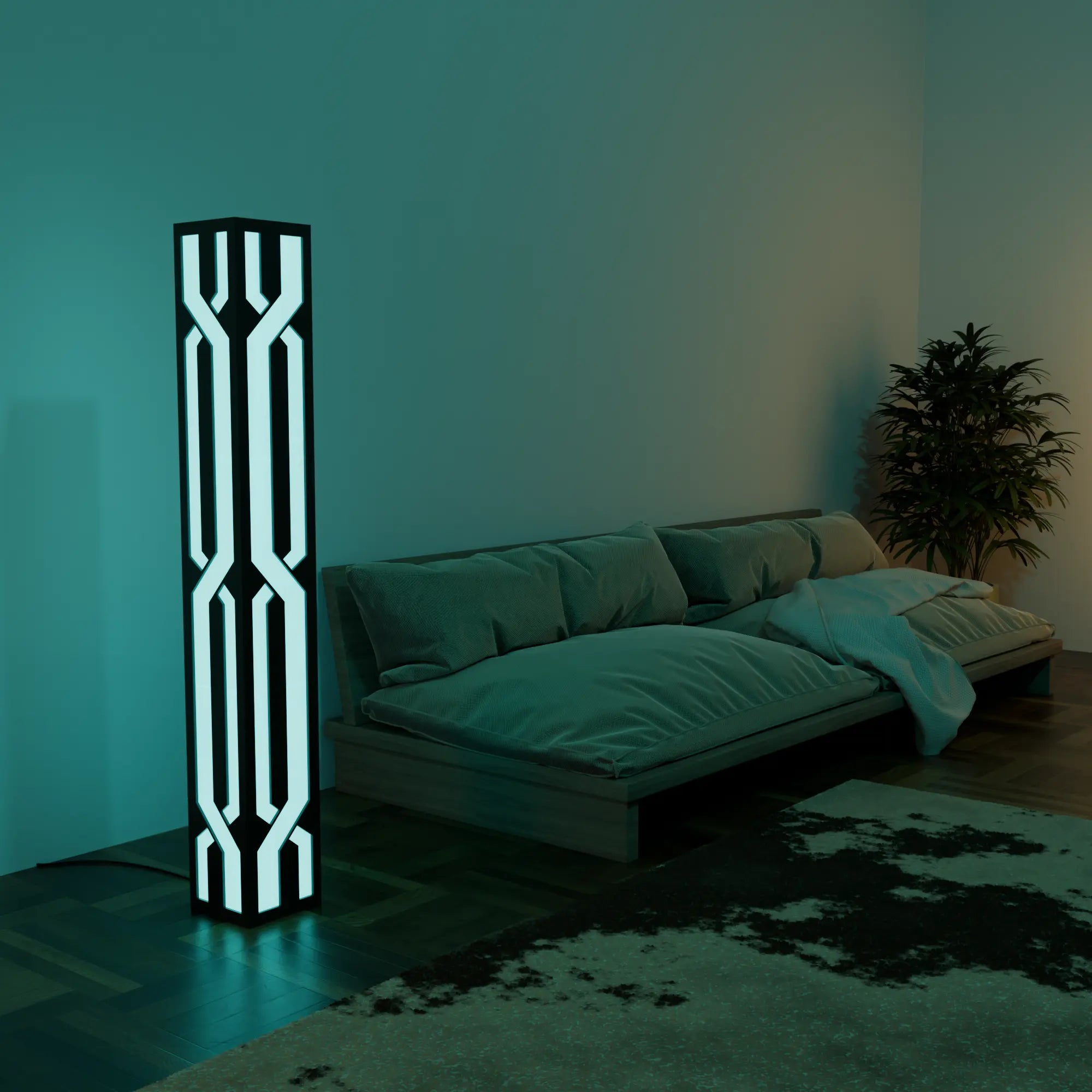 Contemporary Adjustable Black LED Smart Floor Lamp for Living Room