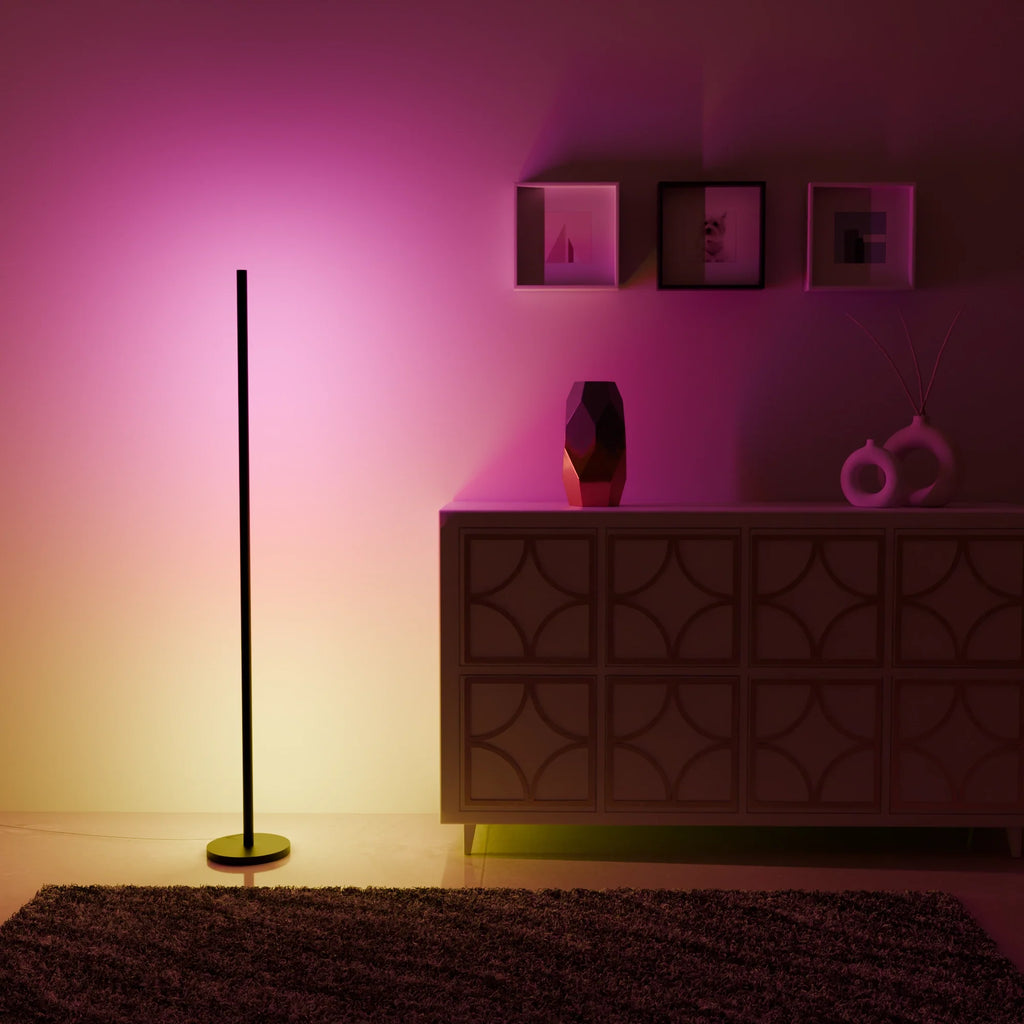 Mid-Century Modern Brass Floor Lamp with Fabric Shade for Living Room