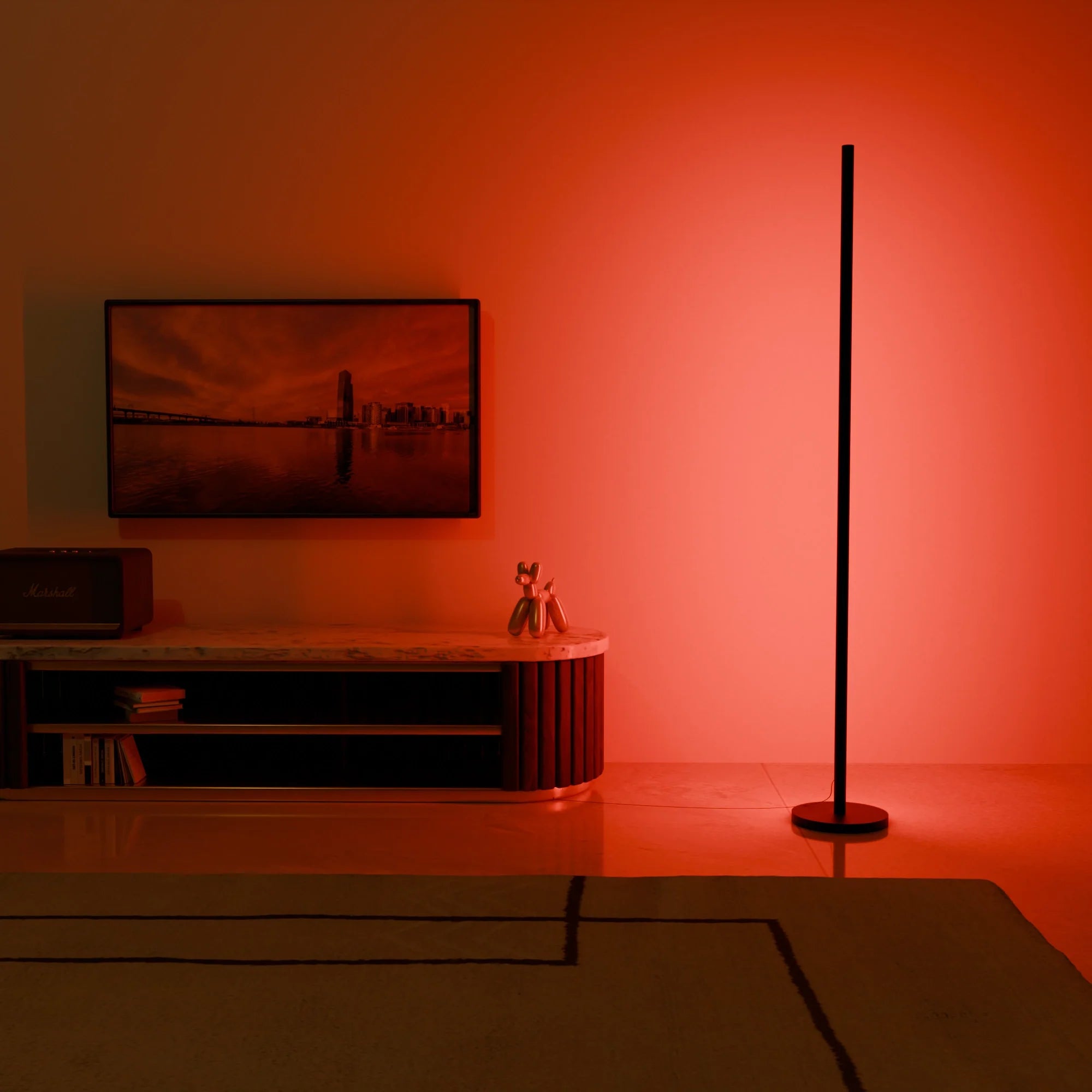 Mid-Century Modern Brass Floor Lamp with Fabric Shade for Living Room