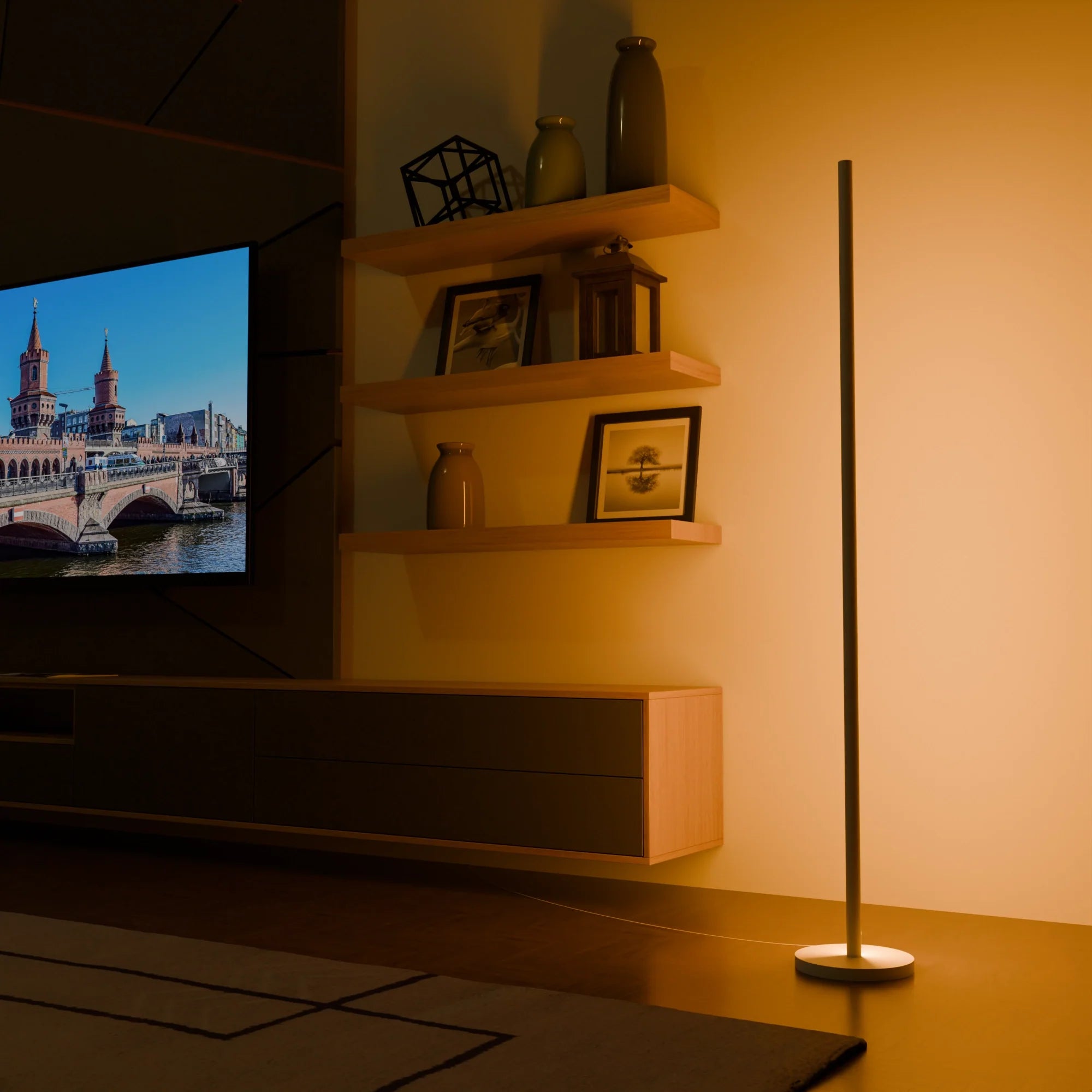 Elegant Mid-Century Modern Brass Floor Lamp for Living Room Bedroom Use