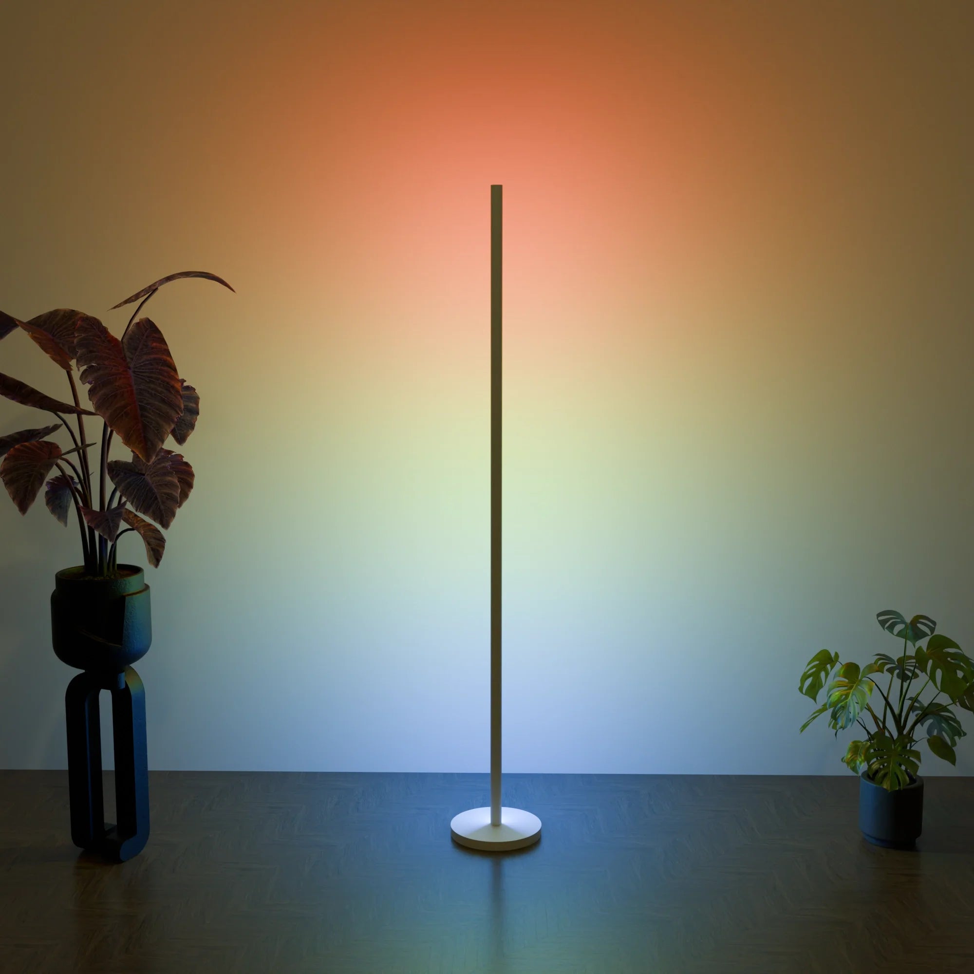 Mid-Century Modern Brass Floor Lamp with Fabric Shade for Living Room