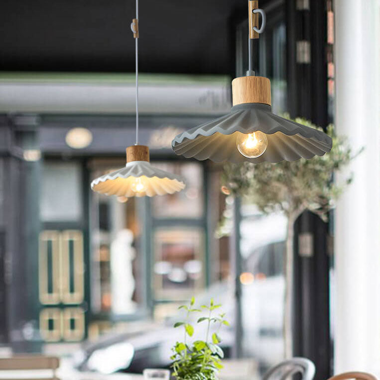 Modern Cement Macaron Scalloped Pendant Light for Living Room Decor
