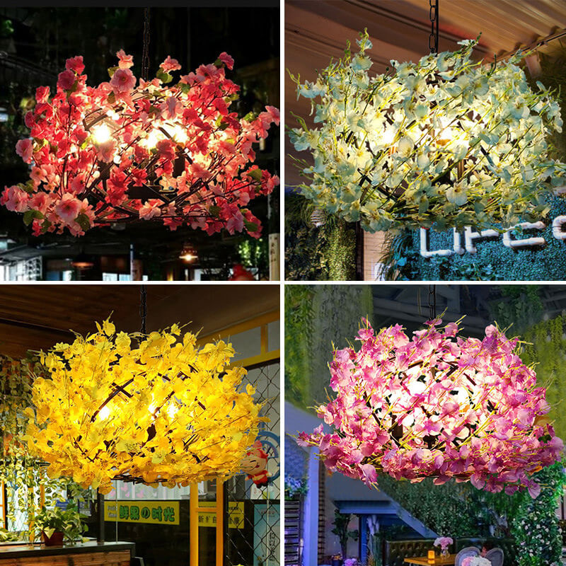 Vibrant Colorful Floral 3-Light Globe Chandelier for Living Room Décor