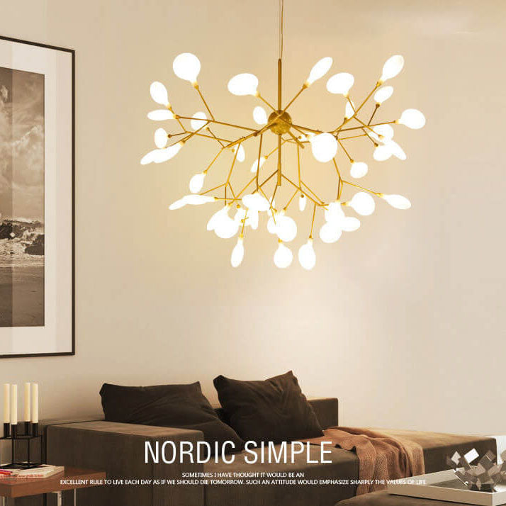 Modern Silver Metal LED Chandelier with Branch Design for Living Room