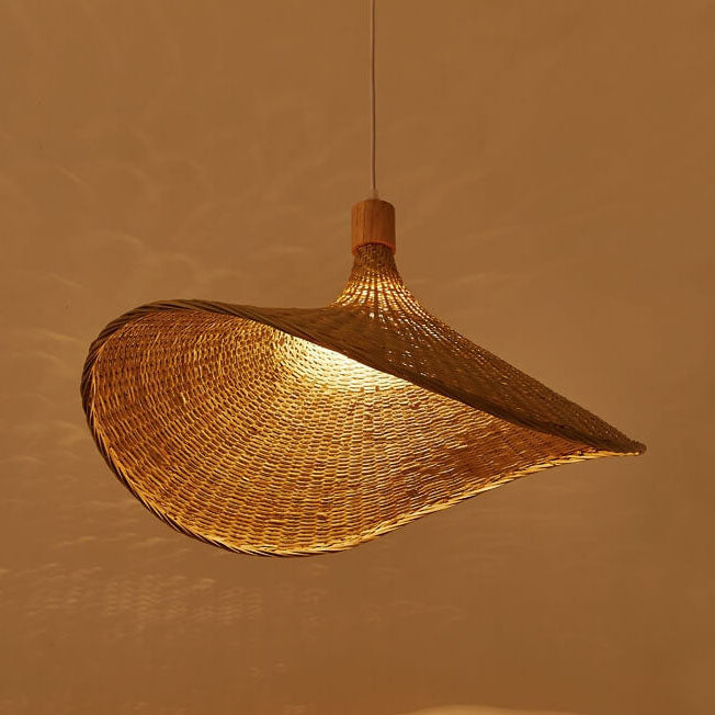 Natural Woven Bamboo Pendant Light Fixture for Boho Living Room Decor