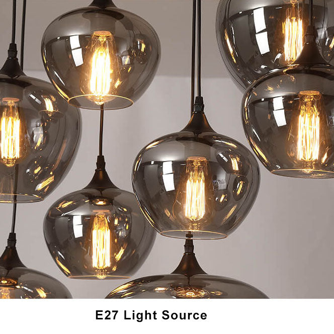 Stylish Smoke Gray Glass LED Pendant Light for Dining Room or Kitchen