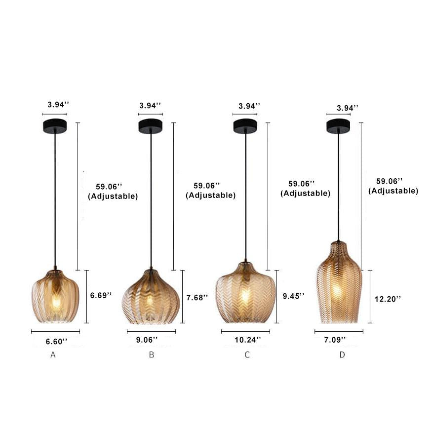 Nordic Textured Wavy Clear Glass Barrel Pendant Light for Bedroom Dining