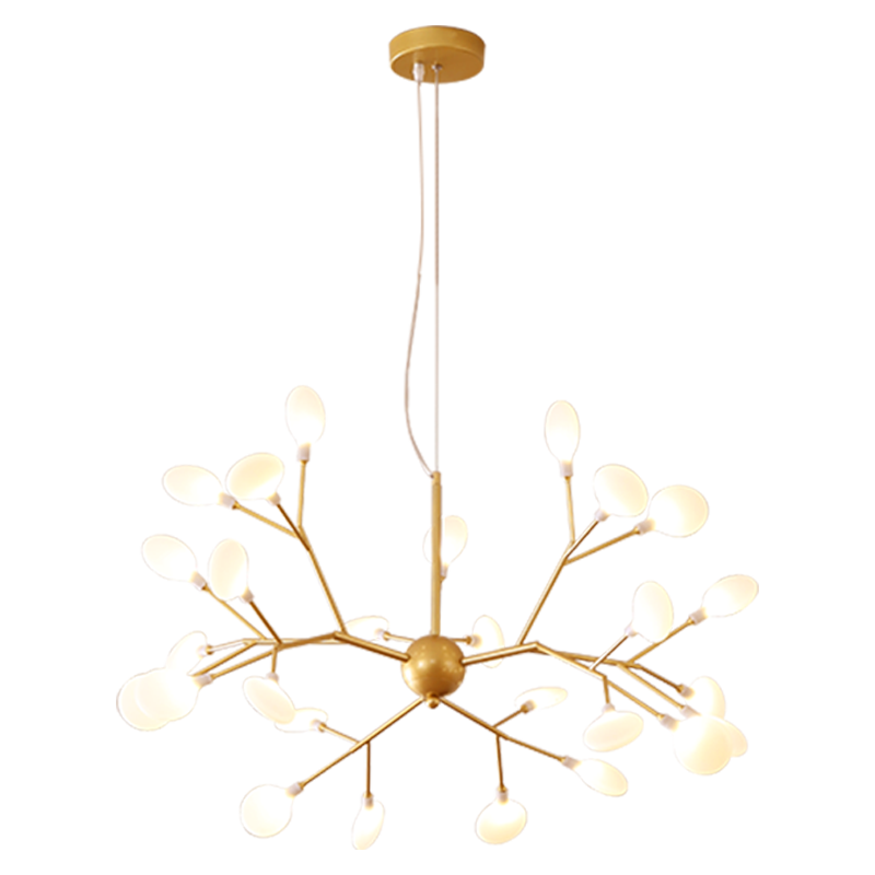 Modern Silver Metal LED Chandelier with Firefly Lights for Living Room