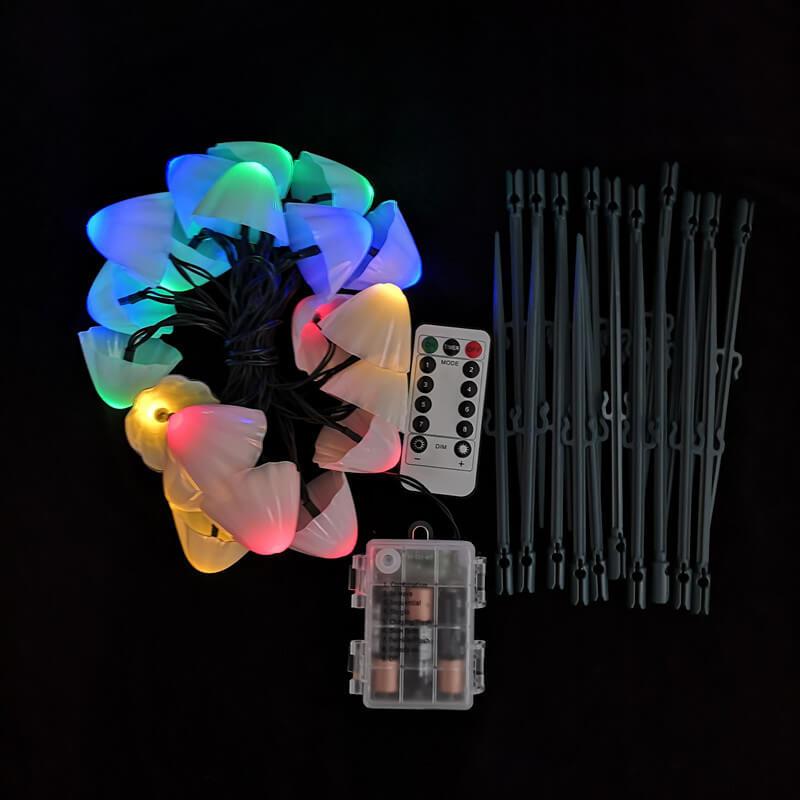 Colorful Contemporary Solar LED Mushroom String Lights for Outdoor Spaces