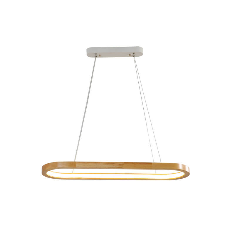 Modern Minimalist Wooden Round LED Chandelier for Dining and Living Room