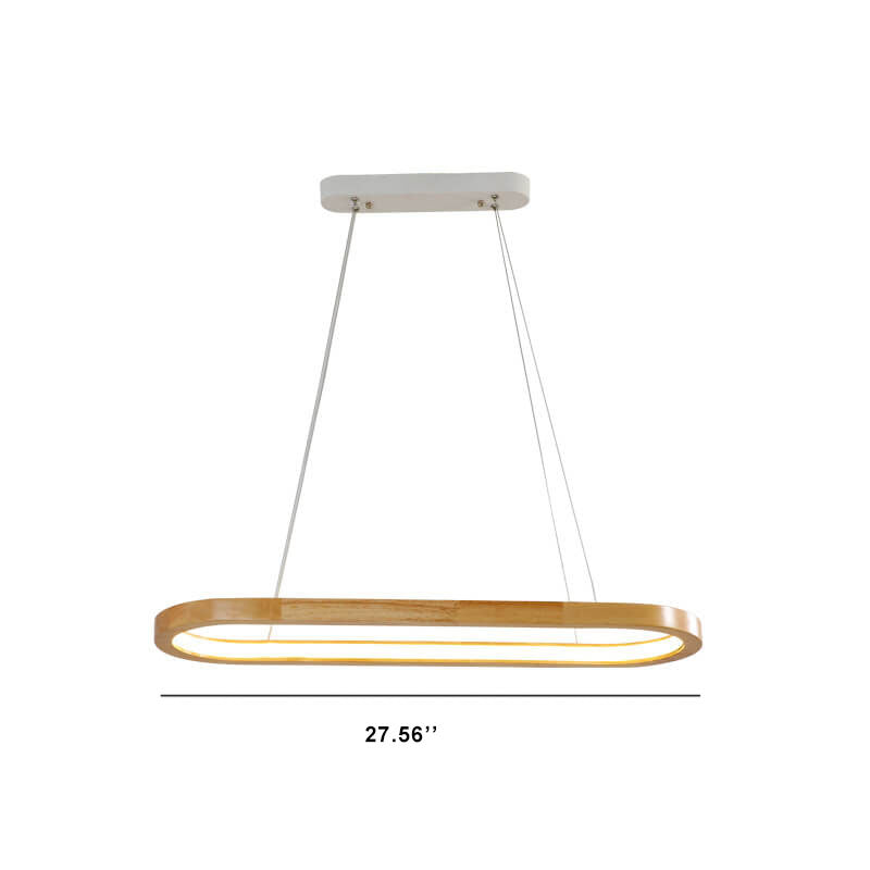Modern Minimalist Wooden Round LED Chandelier for Dining and Living Room