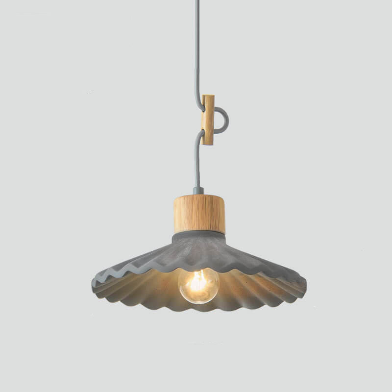 Modern Cement Macaron Scalloped Pendant Light for Living Room Decor