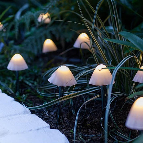 Colorful Contemporary Solar LED Mushroom String Lights for Outdoor Spaces