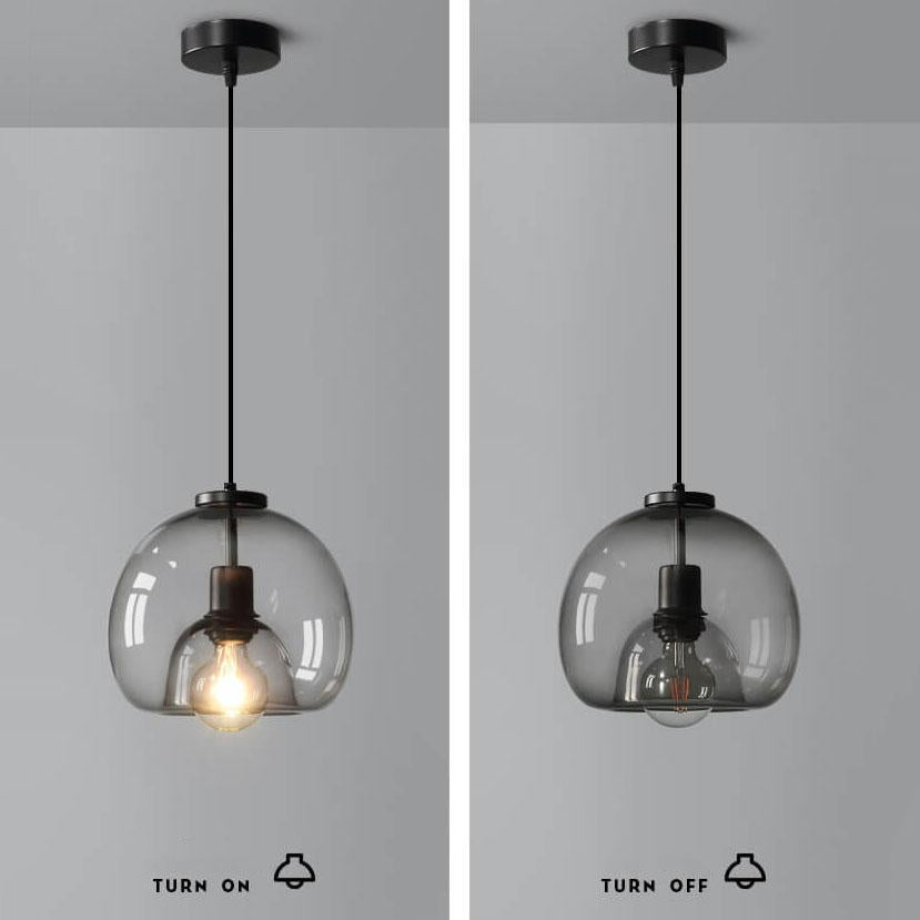 Elegant Smoke Gray Hand-Blown Glass Dome Pendant Light for Living Room