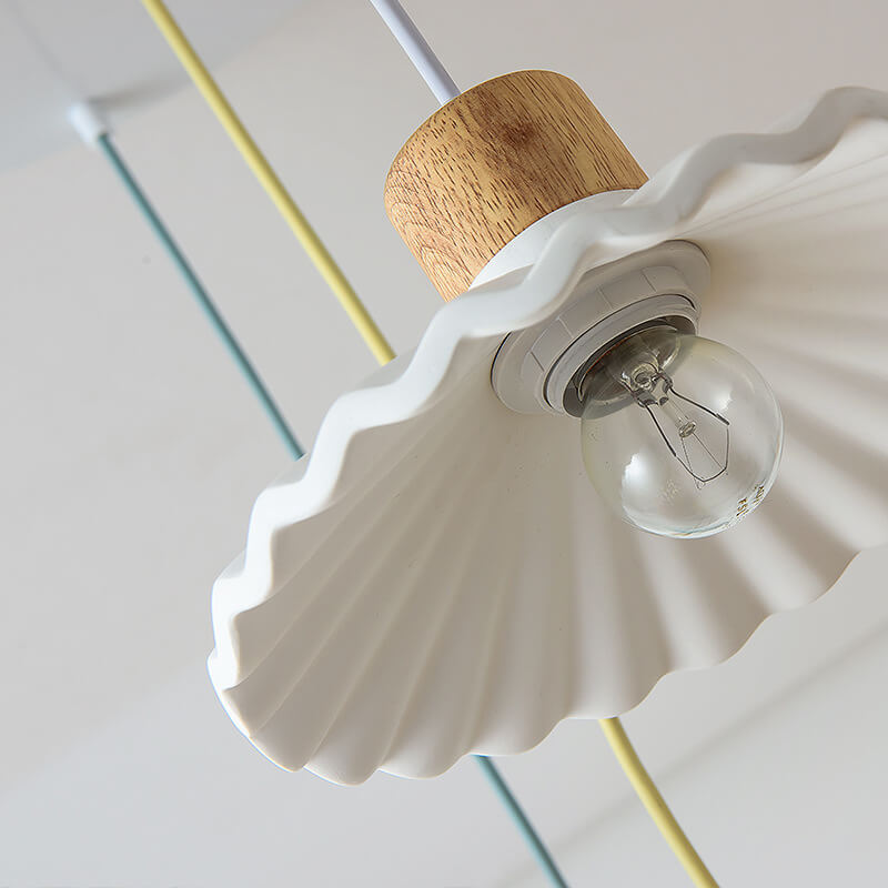 Modern Cement Macaron Scalloped Pendant Light for Living Room Decor