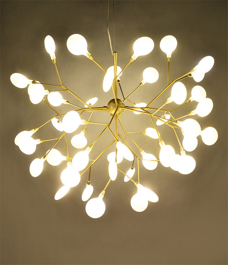 Modern Silver Metal LED Chandelier with Firefly Lights for Living Room