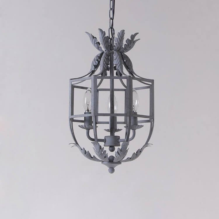 Rustic Vintage Wrought Iron 3-Light Lantern Chandelier for Home Decor