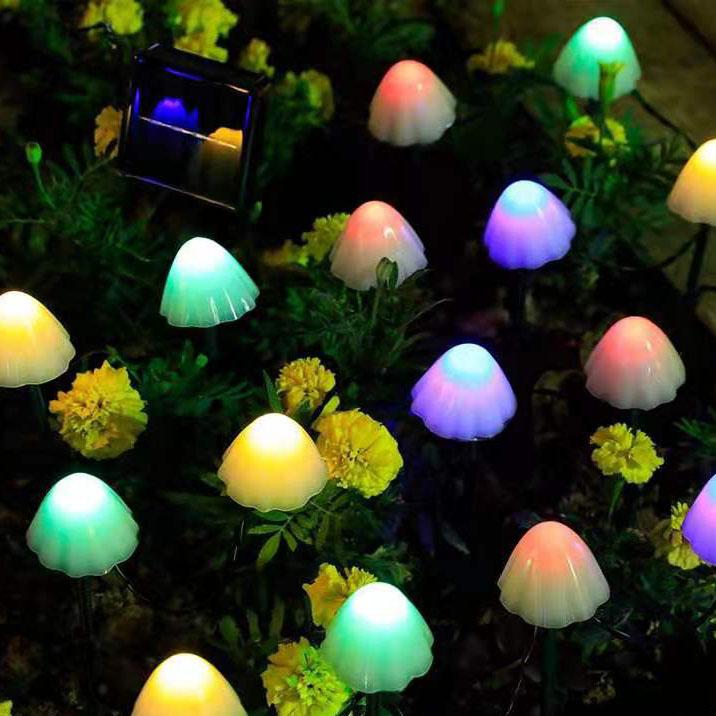 Colorful Contemporary Solar LED Mushroom String Lights for Outdoor Spaces