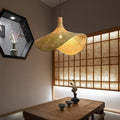 Natural Woven Bamboo Pendant Light Fixture for Boho Living Room Decor
