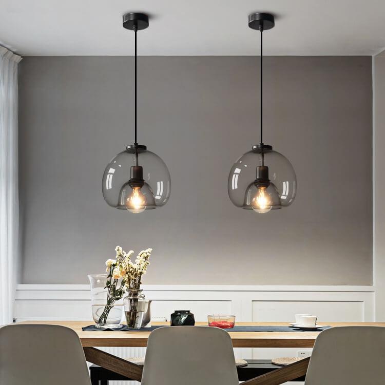 Elegant Smoke Gray Hand-Blown Glass Dome Pendant Light for Living Room