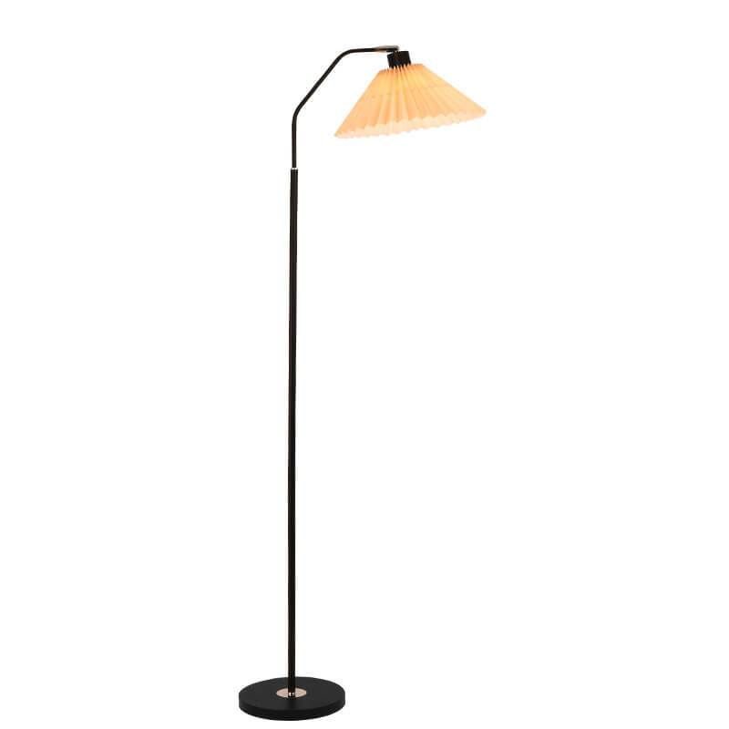 Elegant Minimalist Beige Fabric Pleated Shade Floor Lamp for Living Room