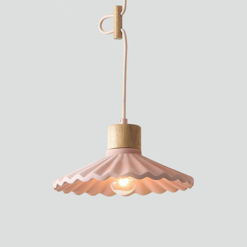 Modern Cement Macaron Scalloped Pendant Light for Living Room Decor