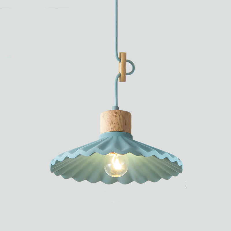 Modern Cement Macaron Scalloped Pendant Light for Living Room Decor