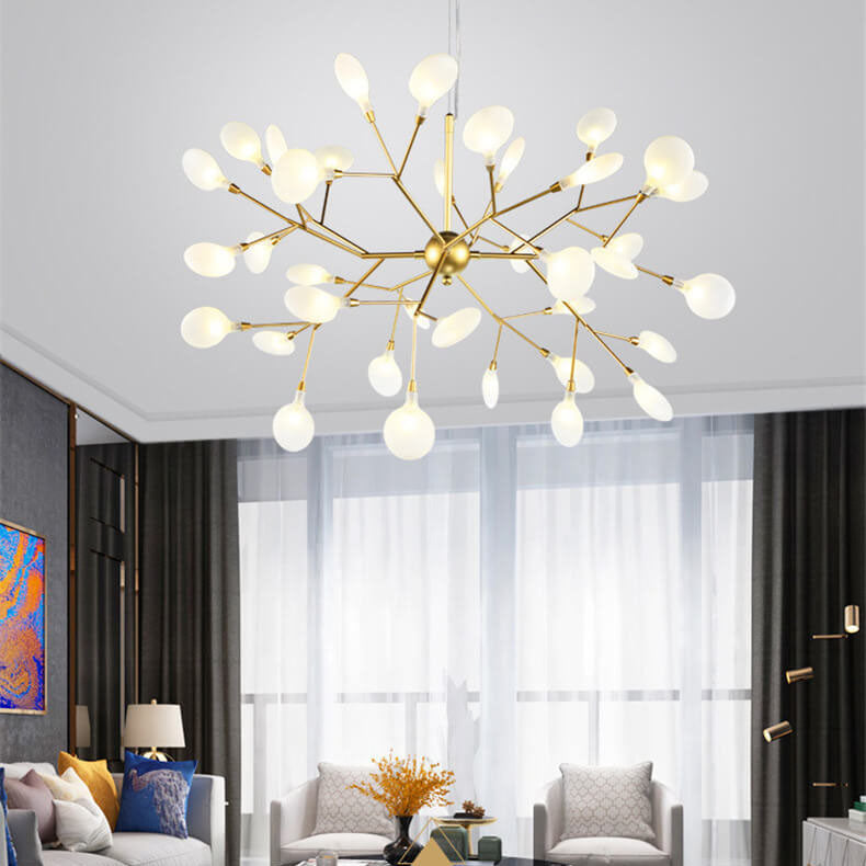 Modern Silver Metal LED Chandelier with Branch Design for Living Room