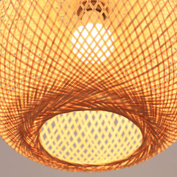 Beige Bamboo Round Ball Pendant Light for Japanese-Style Interiors