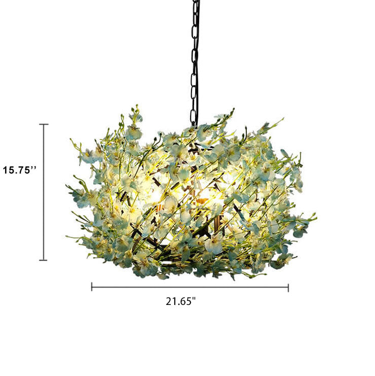 Vibrant Colorful Floral 3-Light Globe Chandelier for Living Room Décor