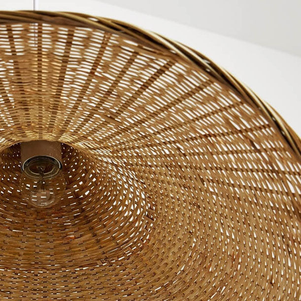 Natural Woven Bamboo Pendant Light Fixture for Boho Living Room Decor