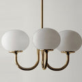 Elegant Traditional French Iron & Glass 3-Light Chandelier for Living Room