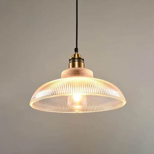 Retro Glass Pendant Light with Vintage Striped Design for Kitchen Decor
