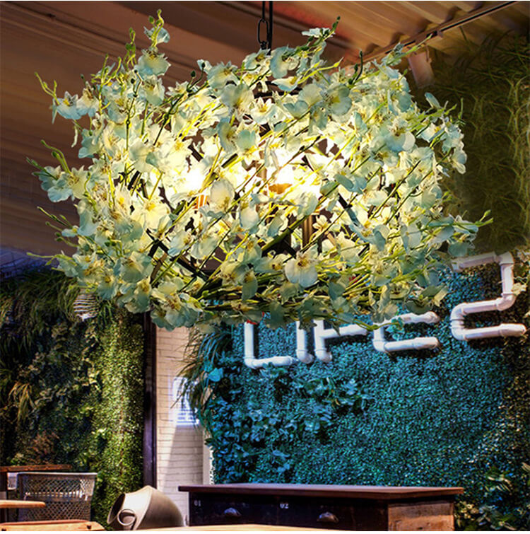 Vibrant Colorful Floral 3-Light Globe Chandelier for Living Room Décor
