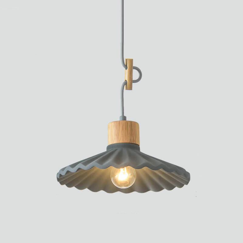 Modern Cement Macaron Scalloped Pendant Light for Living Room Decor
