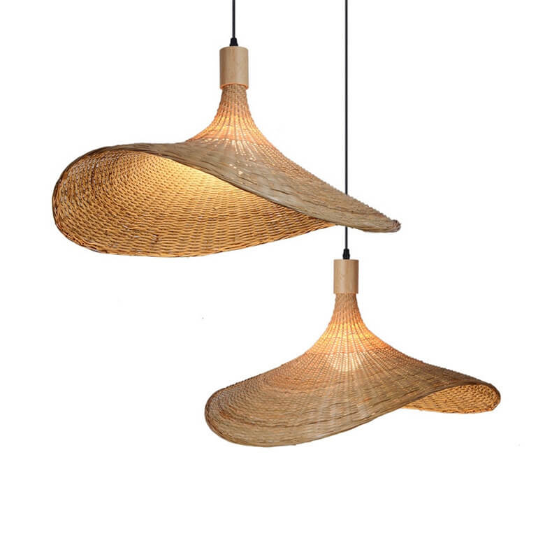 Natural Woven Bamboo Pendant Light Fixture for Boho Living Room Decor