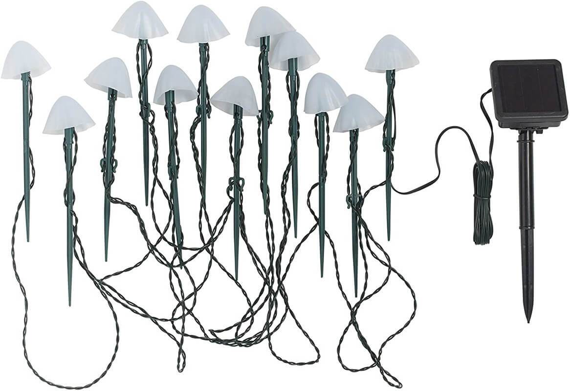 Colorful Contemporary Solar LED Mushroom String Lights for Outdoor Spaces