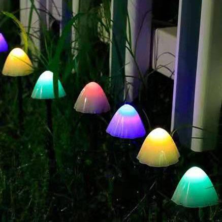 Colorful Contemporary Solar LED Mushroom String Lights for Outdoor Spaces
